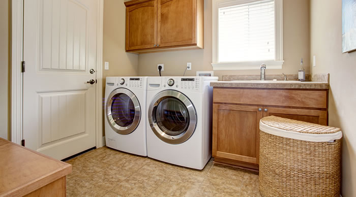 Rolling Shelves and Custom Drawers For Laundry Room Storage